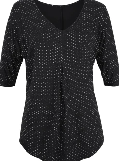 Strandmode|LASCANA Kurzarmshirt schwarz-gepunktet
