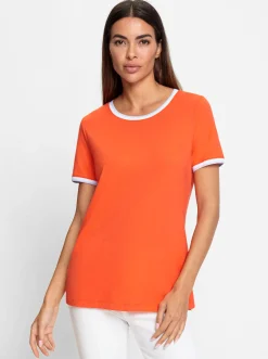 Shirts|heine Kurzarmshirt orange-weiß