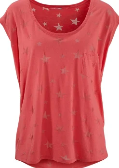 Shirts|Beachtime Kurzarmshirt koralle,schwarz