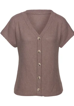 Strandmode|Shirts|LASCANA Kurzarmshirt taupe