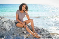 Strandmode|Shirts|LASCANA Kurzarmshirt taupe-gemustert,schwarz