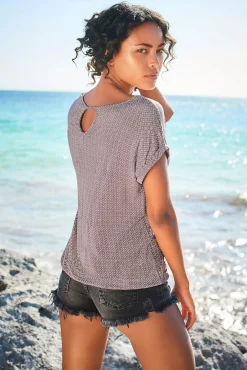 Strandmode|Shirts|LASCANA Kurzarmshirt taupe-gemustert,schwarz