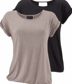 Strandmode|Shirts|LASCANA Kurzarmshirt taupe-gemustert,schwarz