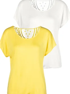 Shirts|Vivance Kurzarmshirt gelb,creme