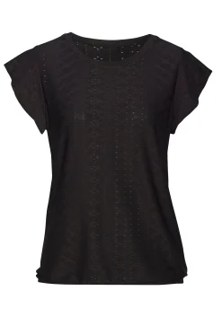 Shirts|Vivance Kurzarmshirt creme,schwarz