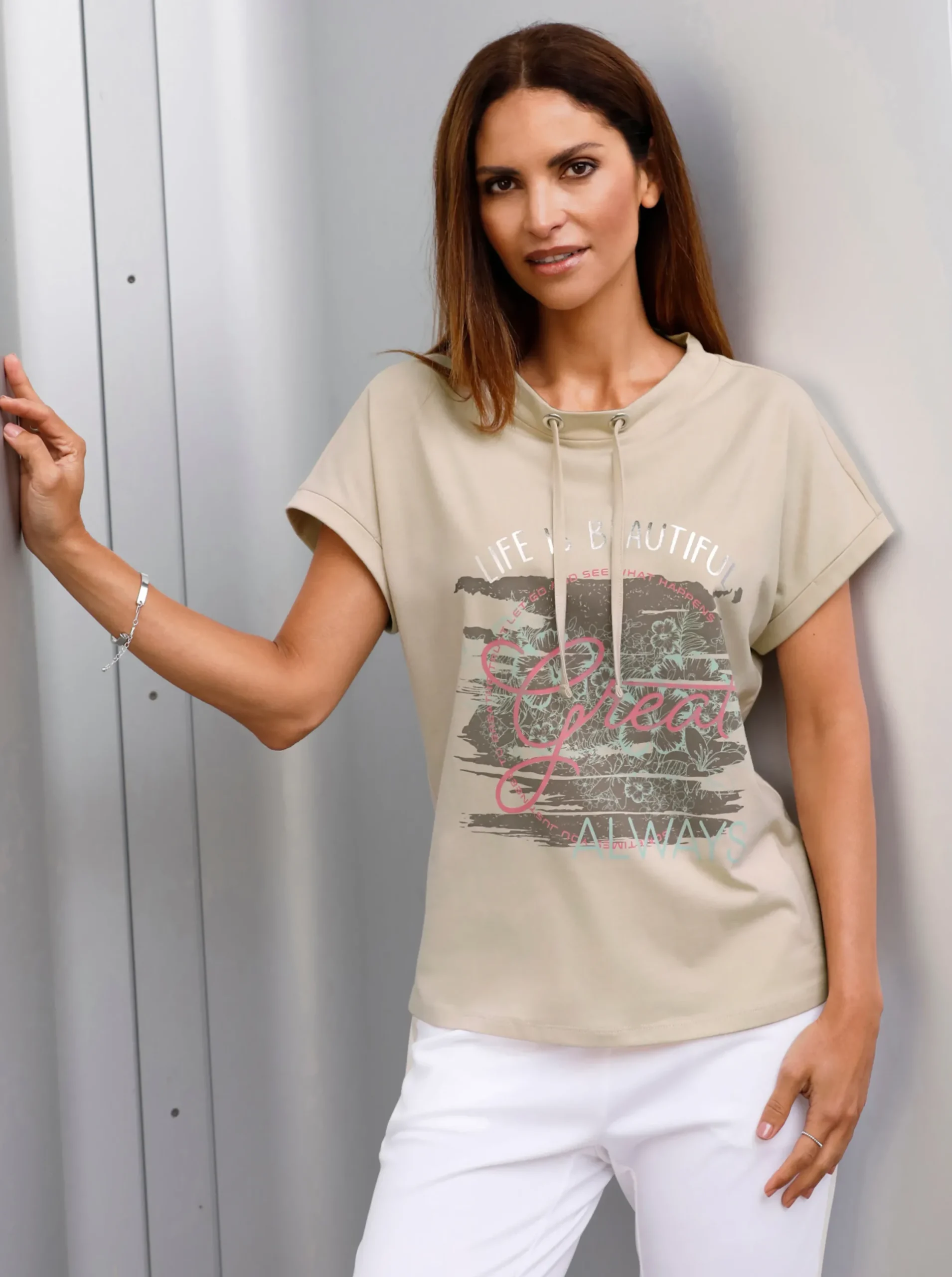 Shirts| Kurzarmshirt sand-bedruckt