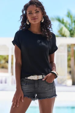 Strandmode|Vivance Kurzarmshirt schwarz