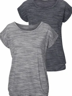 Shirts|Beachtime Kurzarmshirt schwarz-meliert,grau-meliert