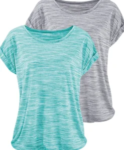 Shirts|Beachtime Kurzarmshirt mint-meliert,grau-meliert