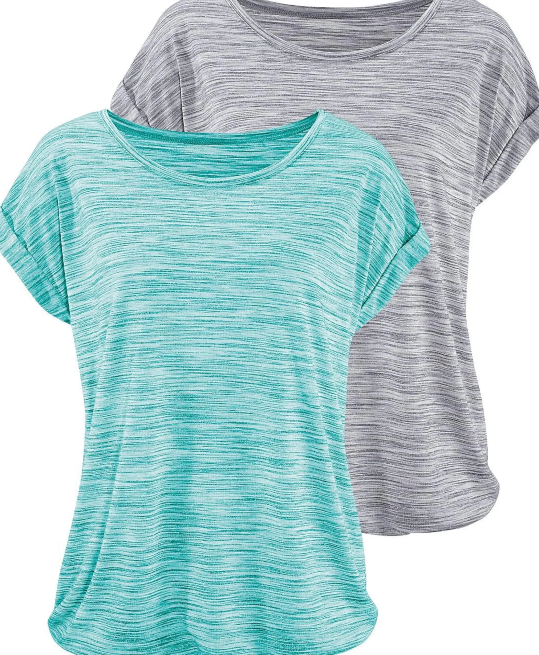 Shirts|Beachtime Kurzarmshirt mint-meliert,grau-meliert