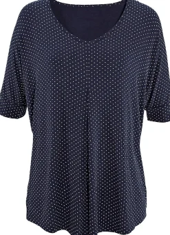 Strandmode|Shirts|LASCANA Kurzarmshirt navy-gepunktet