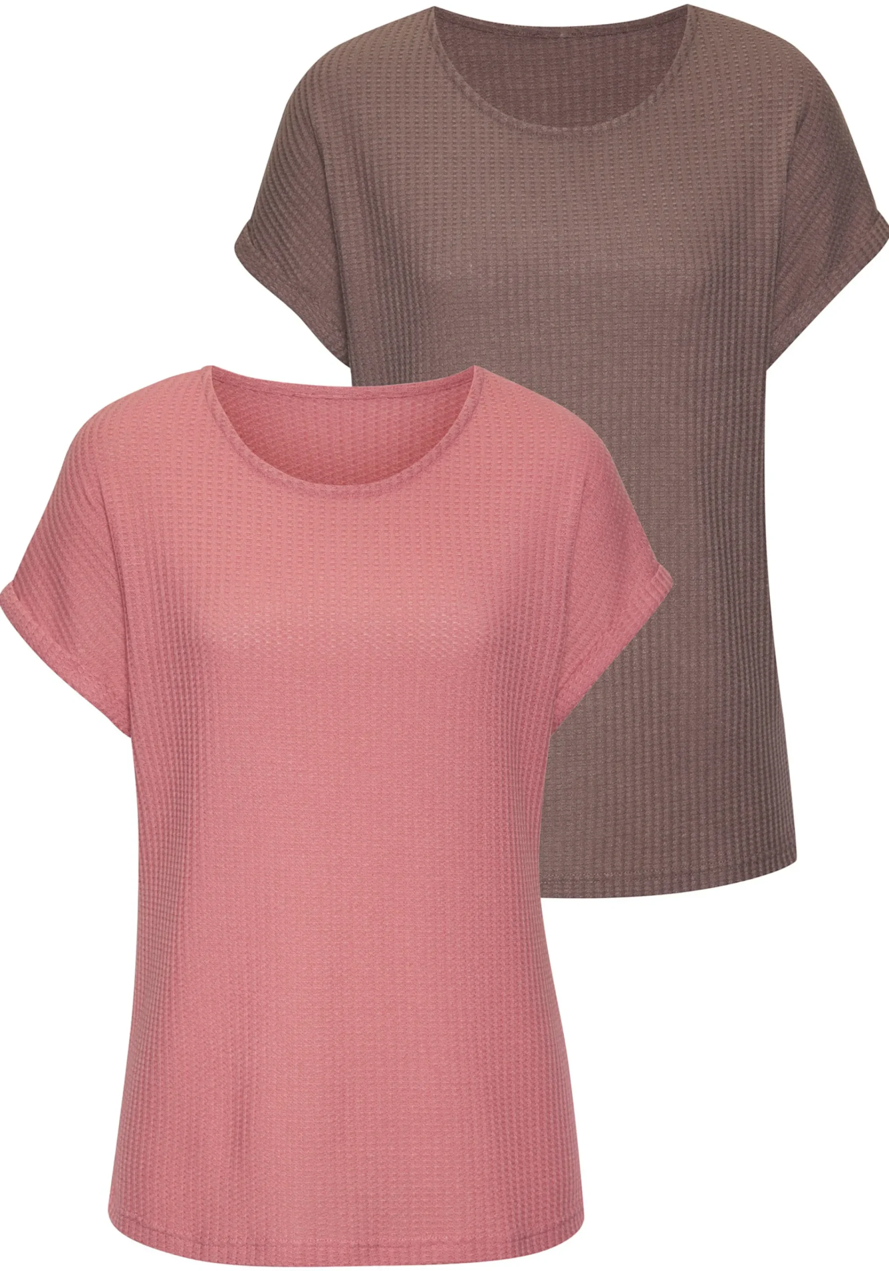 Strandmode|Vivance Kurzarmshirt beere,taupe