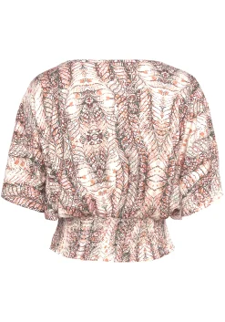 Strandmode|Buffalo Kurzarmshirt beigebedruckt