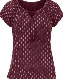 Strandmode|Vivance Kurzarmshirt bordeaux-gemustert,schwarz