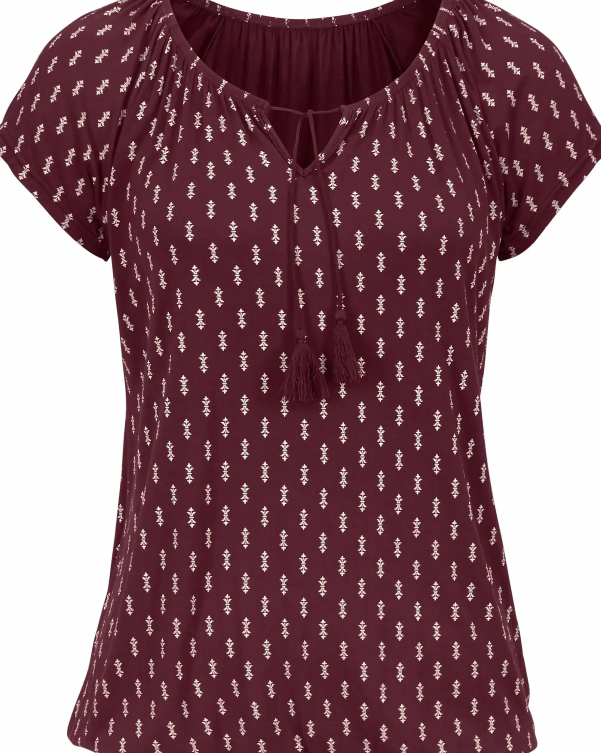 Strandmode|Vivance Kurzarmshirt bordeaux-gemustert,schwarz