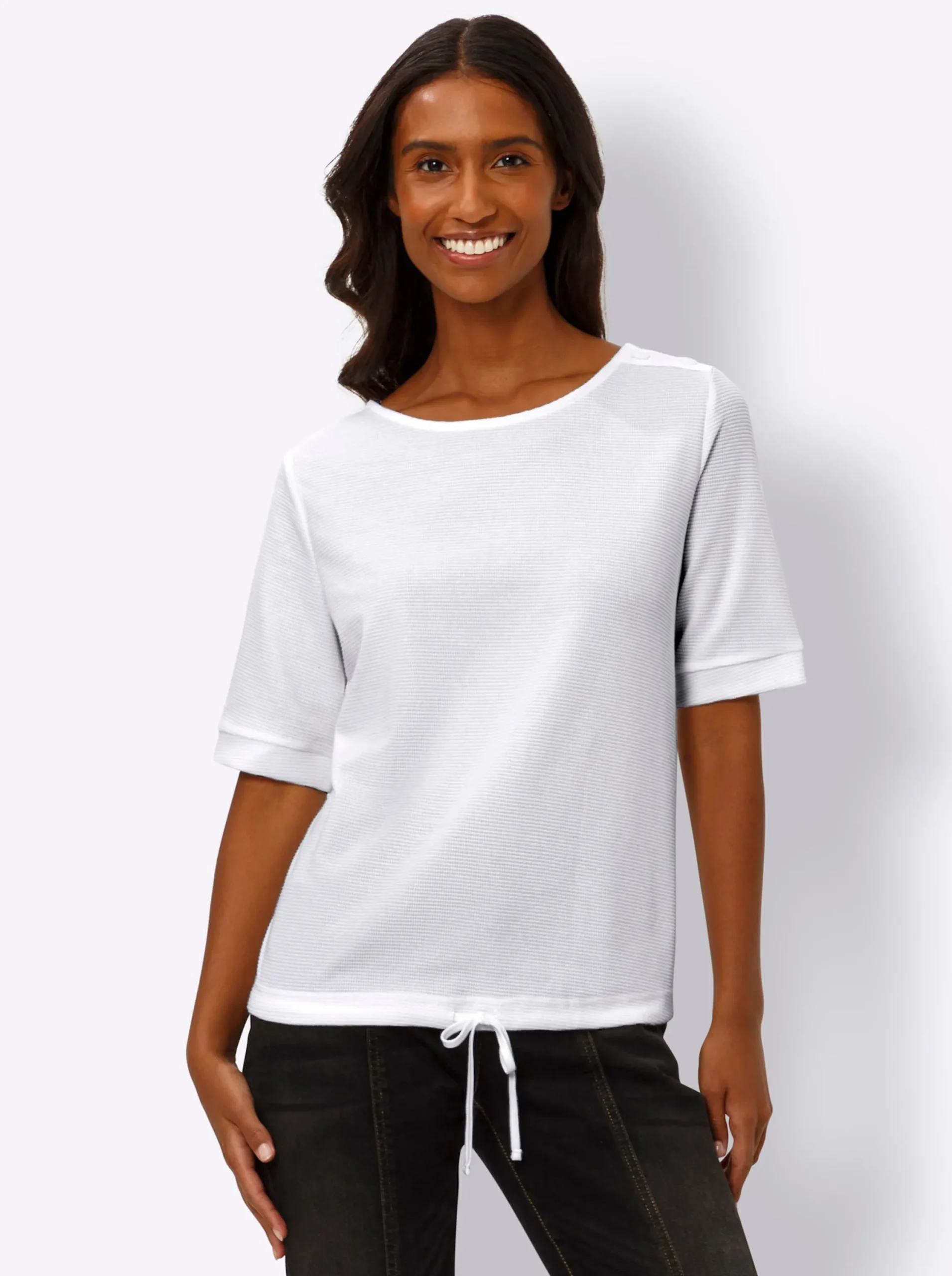 Shirts|heine Kurzarmshirt aus Strukturware ecru