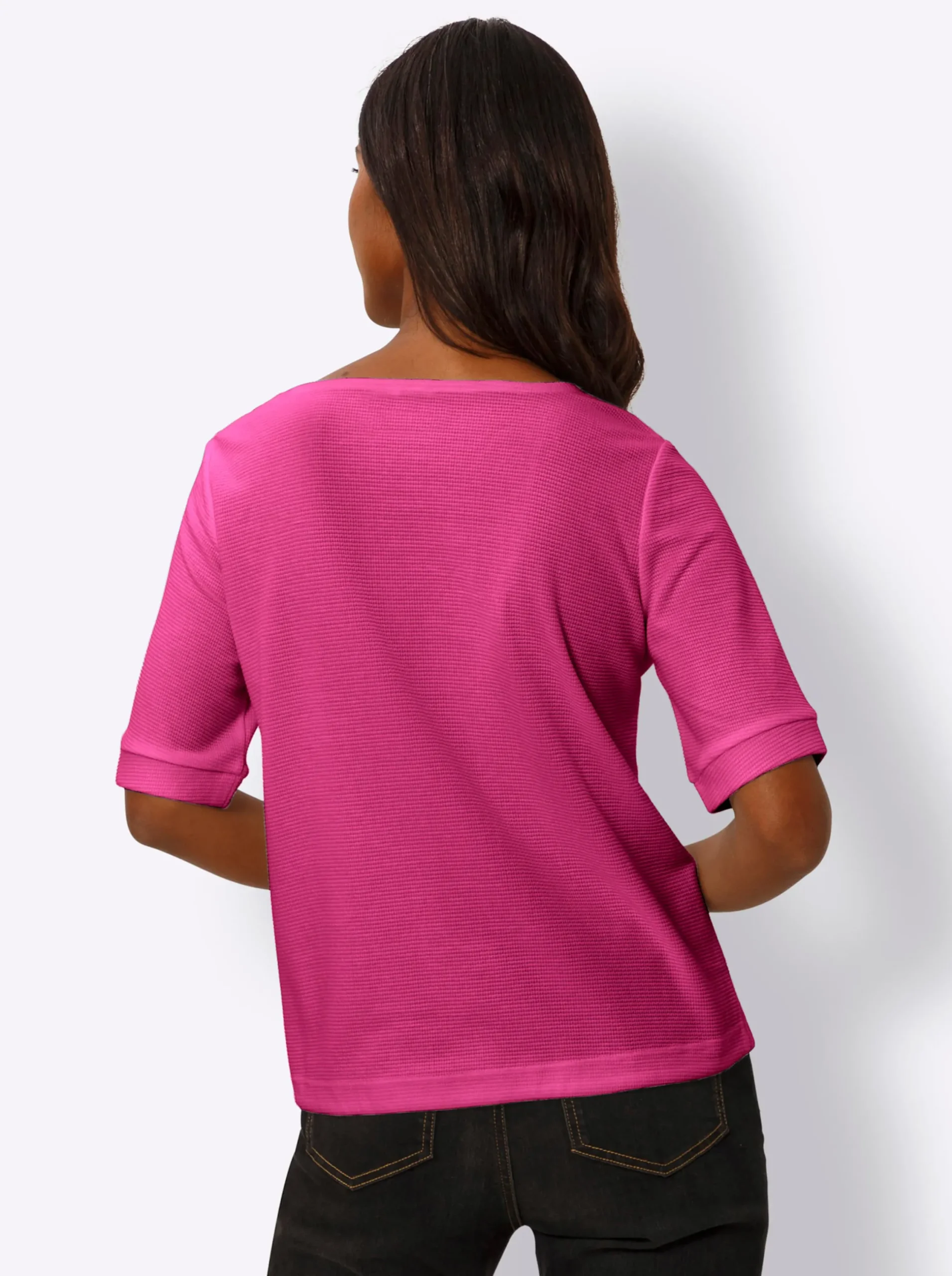 Shirts|heine Kurzarmshirt aus Strukturware fuchsia