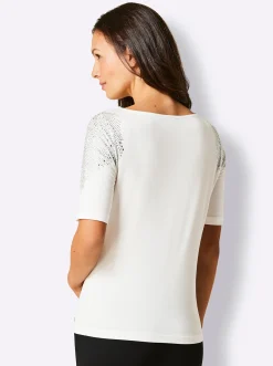 Shirts|CREATION L PREMIUM Kurzarmshirt im geschmeidigen Materialmix ecru