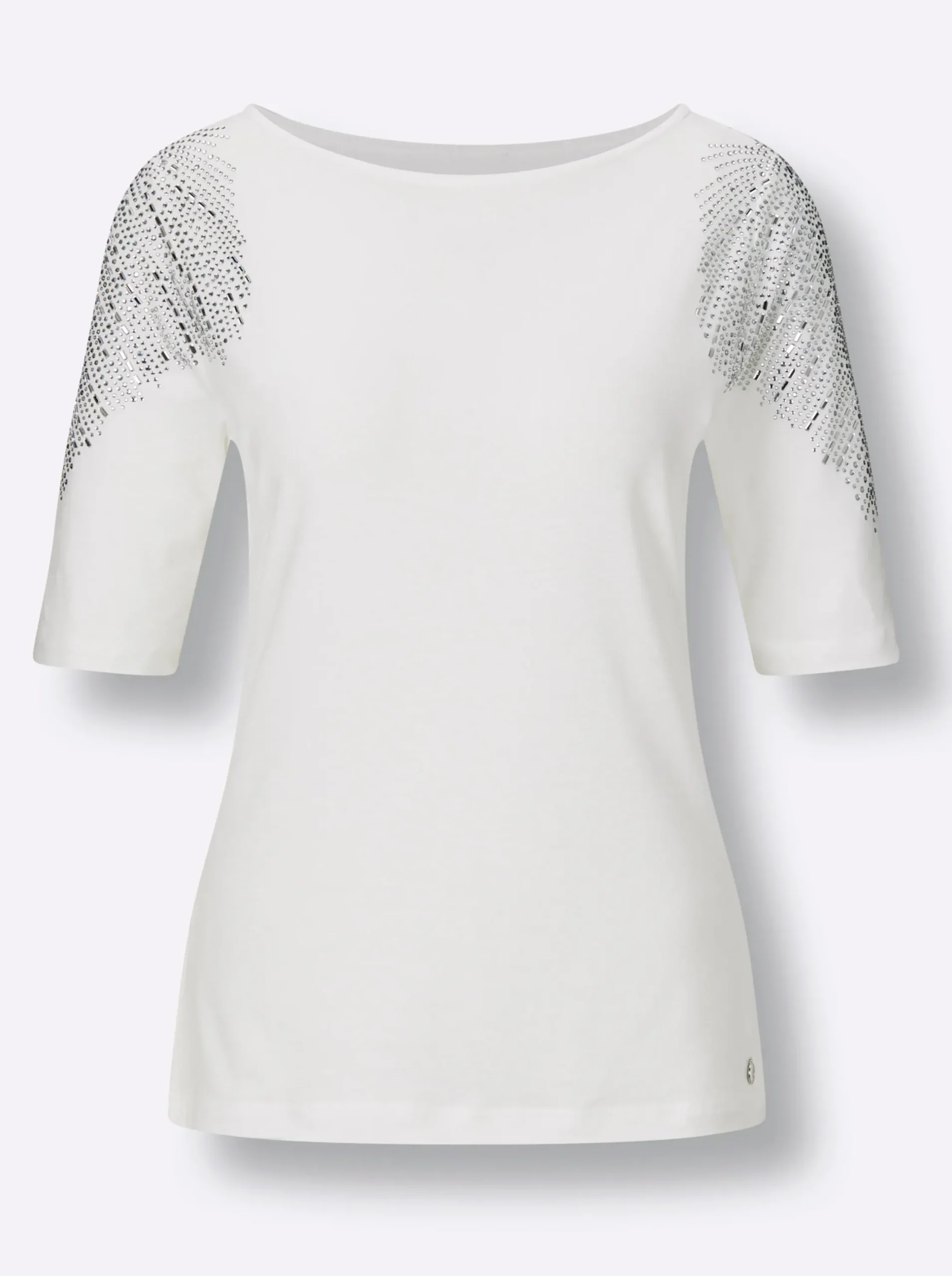 Shirts|CREATION L PREMIUM Kurzarmshirt im geschmeidigen Materialmix ecru