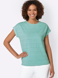 Strandmode| Kurzarmshirt in Struktur-Qualität mint