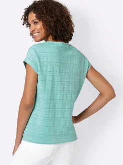 Strandmode| Kurzarmshirt in Struktur-Qualität mint