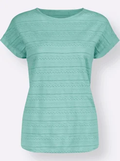Strandmode| Kurzarmshirt in Struktur-Qualität mint