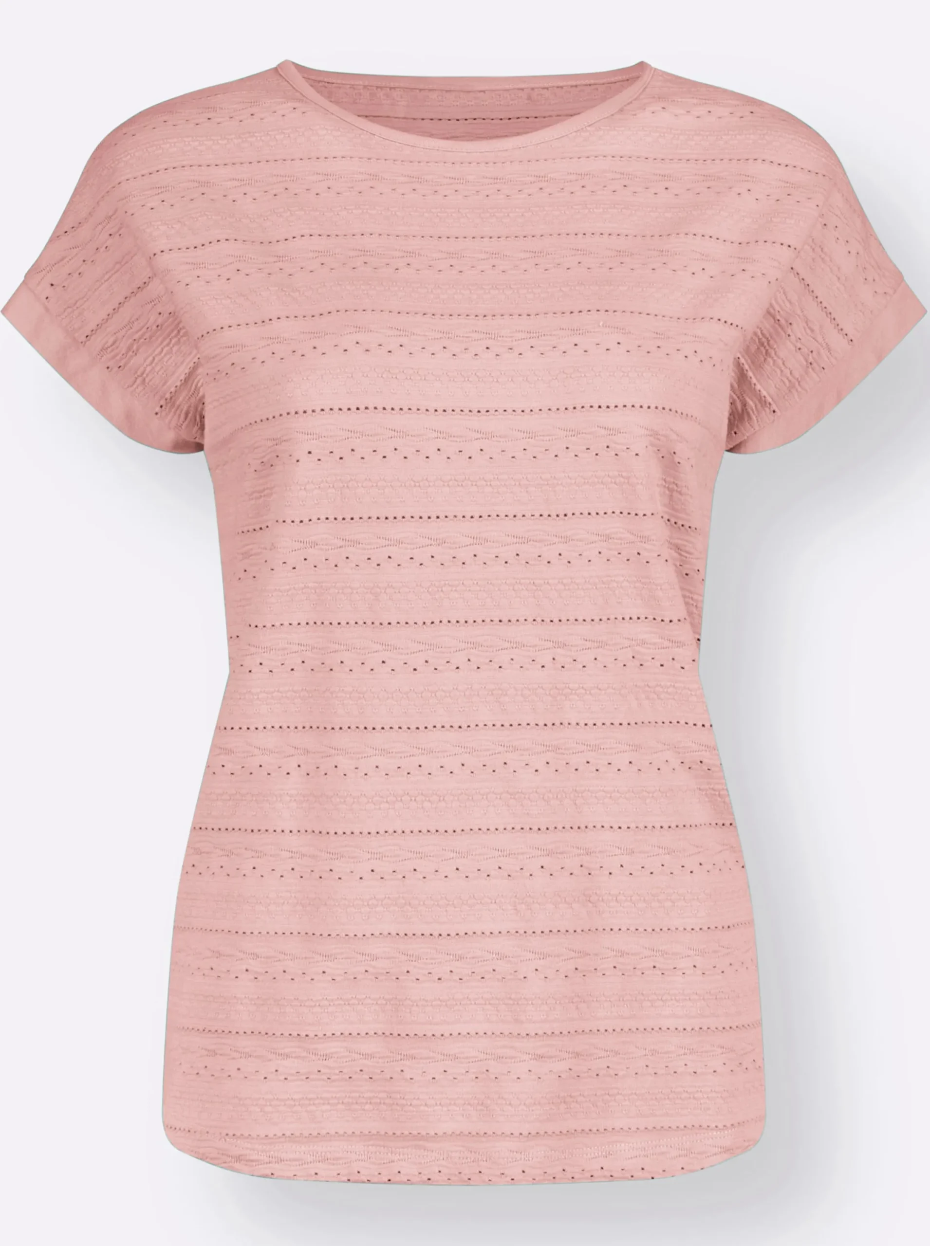 Strandmode| Kurzarmshirt in Struktur-Qualität rosé