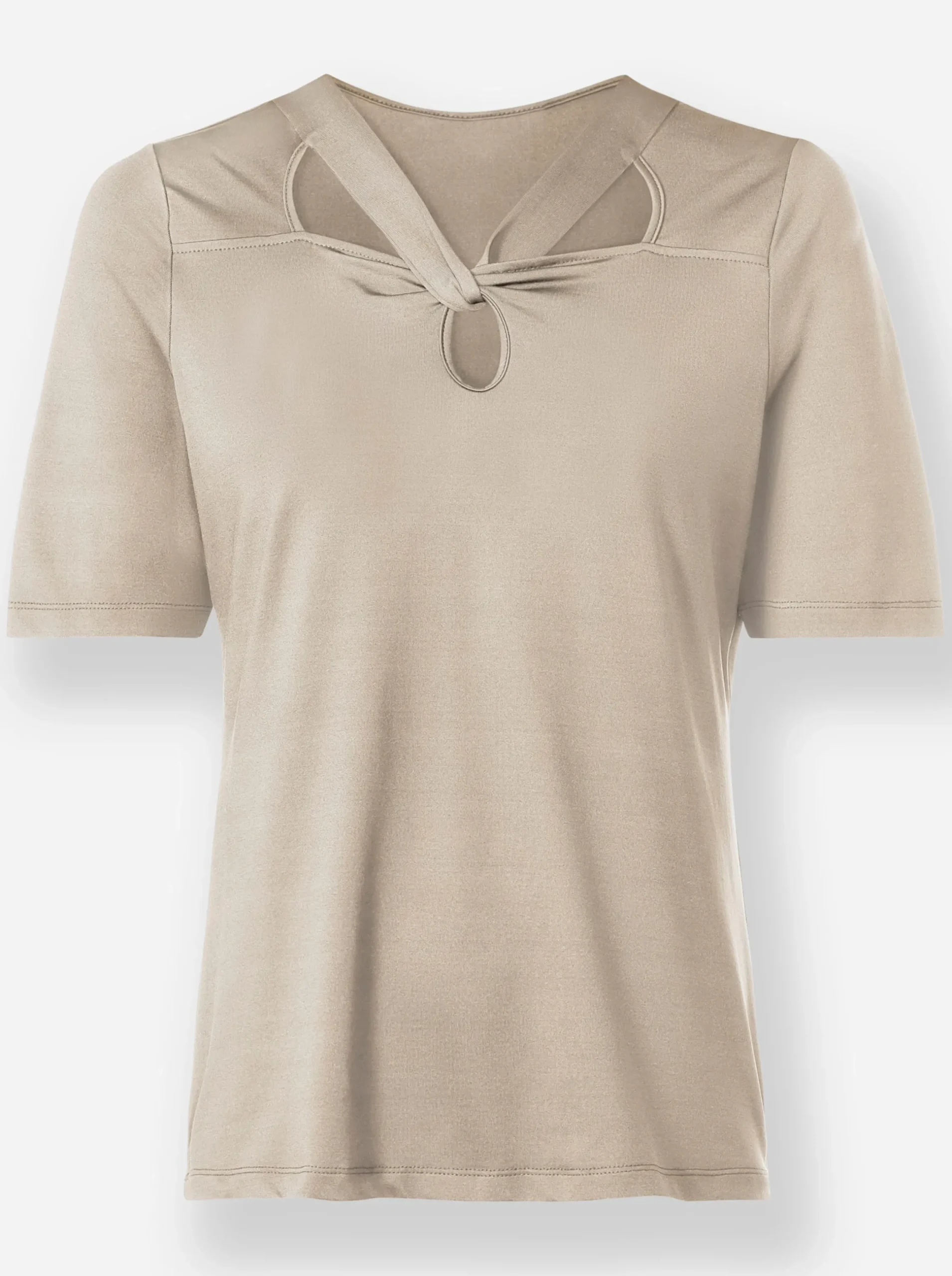 Strandmode|Shirts|heine Kurzarmshirt mit Cut-outs am Ausschnitt sand