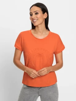 Strandmode|Shirts|heine Kurzarmshirt mit Elasthan-Anteil orange