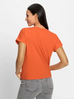 Strandmode|Shirts|heine Kurzarmshirt mit Elasthan-Anteil orange