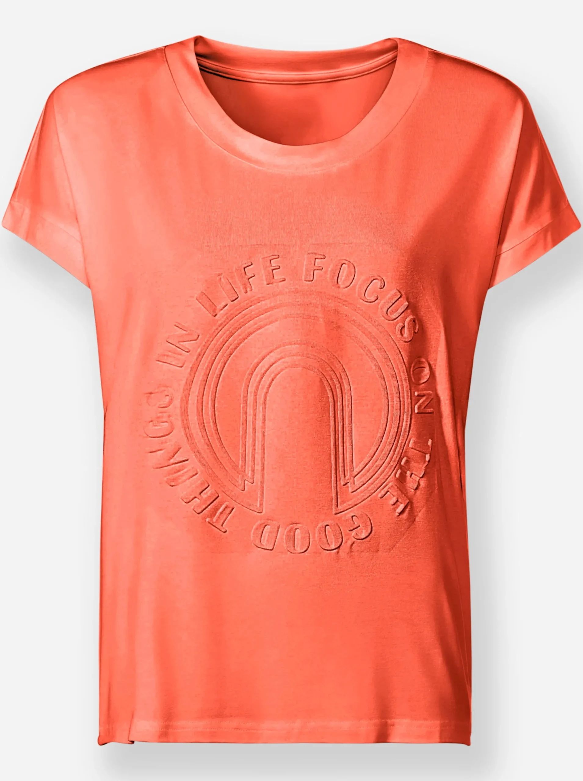 Strandmode|Shirts|heine Kurzarmshirt mit Elasthan-Anteil orange