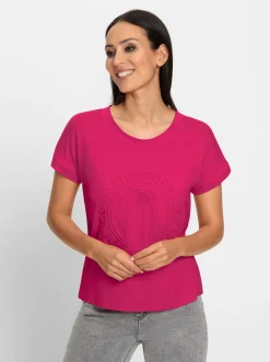 Strandmode|Shirts|heine Kurzarmshirt mit Elasthan-Anteil pink