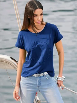 Strandmode|heine Kurzarmshirt mit Elasthan-Anteil royalblau