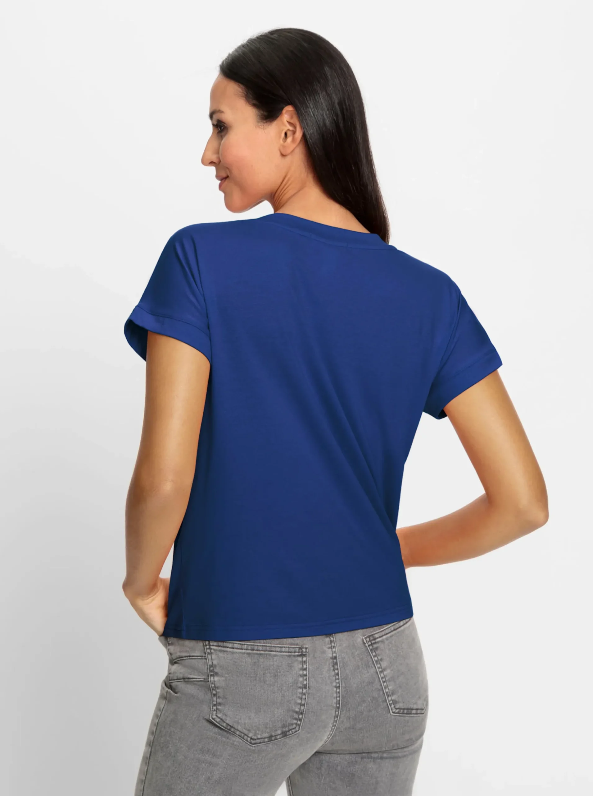 Strandmode|heine Kurzarmshirt mit Elasthan-Anteil royalblau