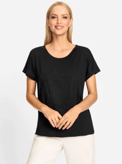 Strandmode|Shirts|heine Kurzarmshirt mit Elasthan-Anteil schwarz