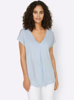 Strandmode|heine Kurzarmshirt mit Falte vorne eisblau