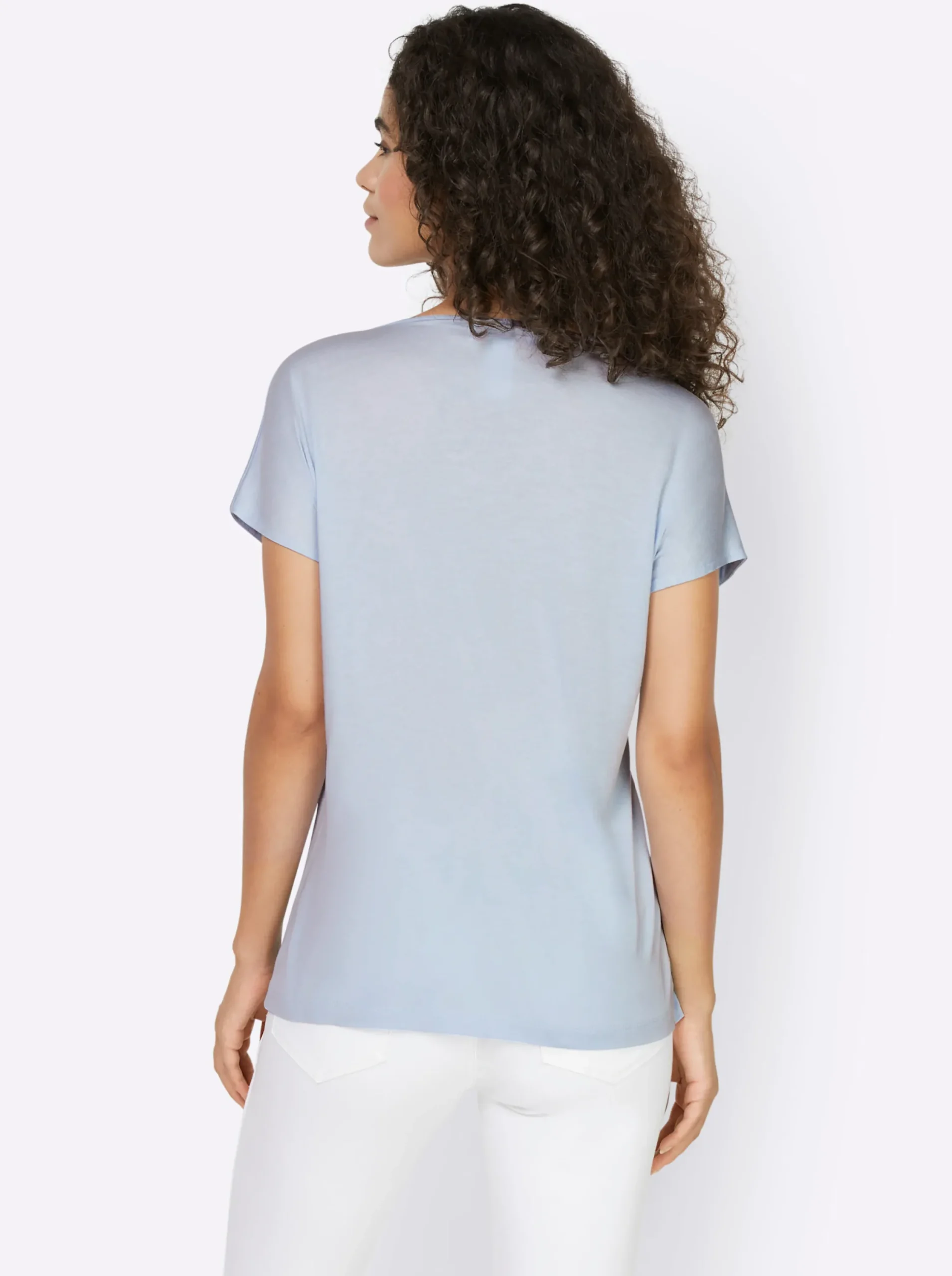 Strandmode|heine Kurzarmshirt mit Falte vorne eisblau