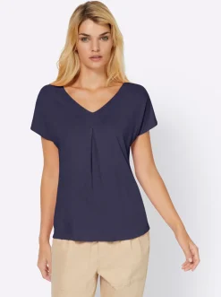 Strandmode|heine Kurzarmshirt mit Falte vorne nachtblau