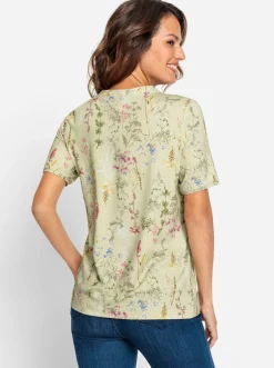 Shirts| Kurzarmshirt mit Falten vorne pistazie-bedruckt