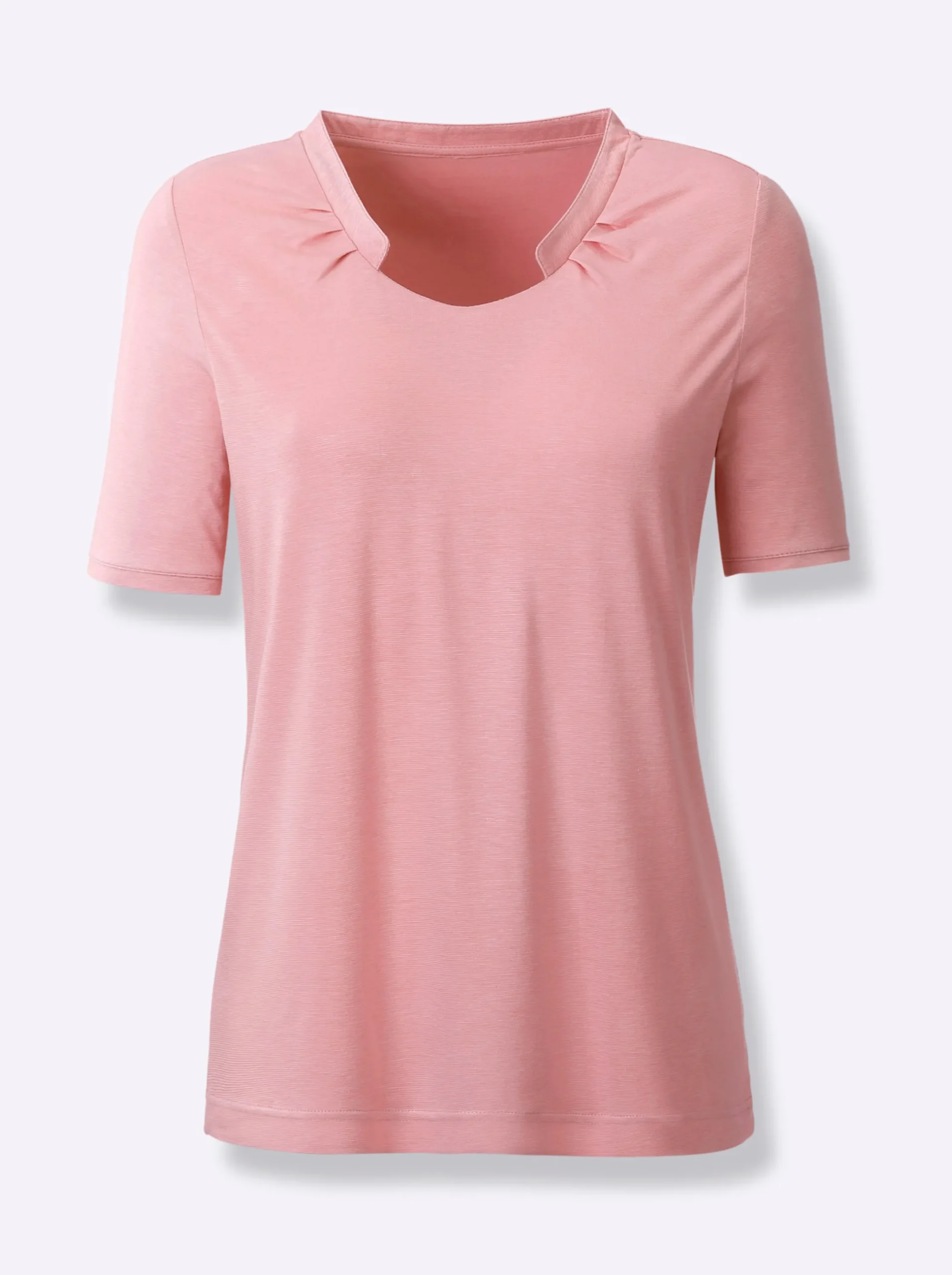 Strandmode|Shirts| Kurzarmshirt mit Falten vorne rosenquarz