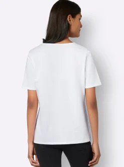 Shirts| Kurzarmshirt mit Folien-Print weiß