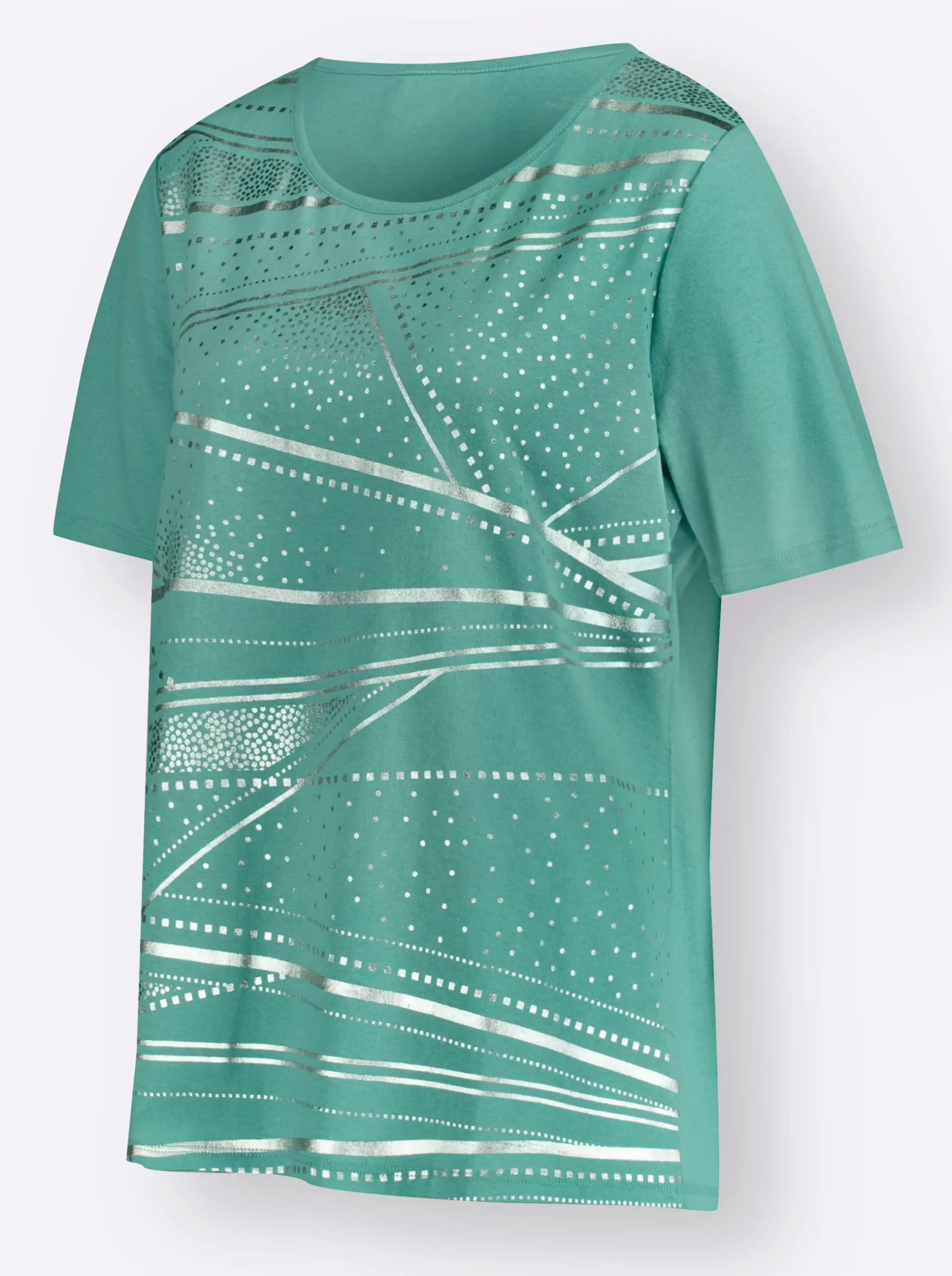 Shirts| Kurzarmshirt mit Folien-Print salbei