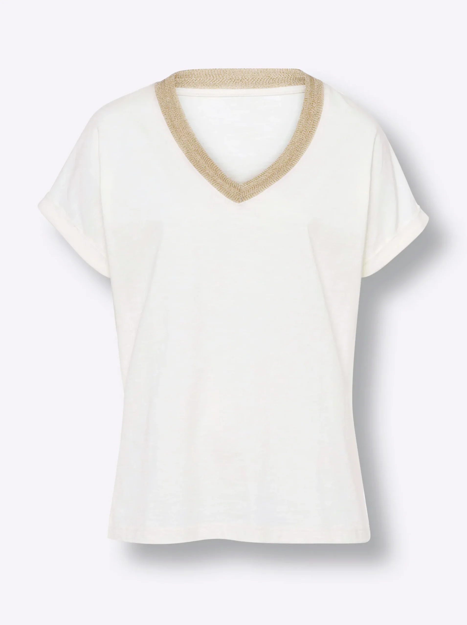 Shirts|heine Kurzarmshirt mit Glanz-Akzenten champagner