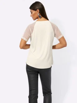 Shirts| Kurzarmshirt mit glänzendem Folienprint champagner-silberfarben-bedruckt