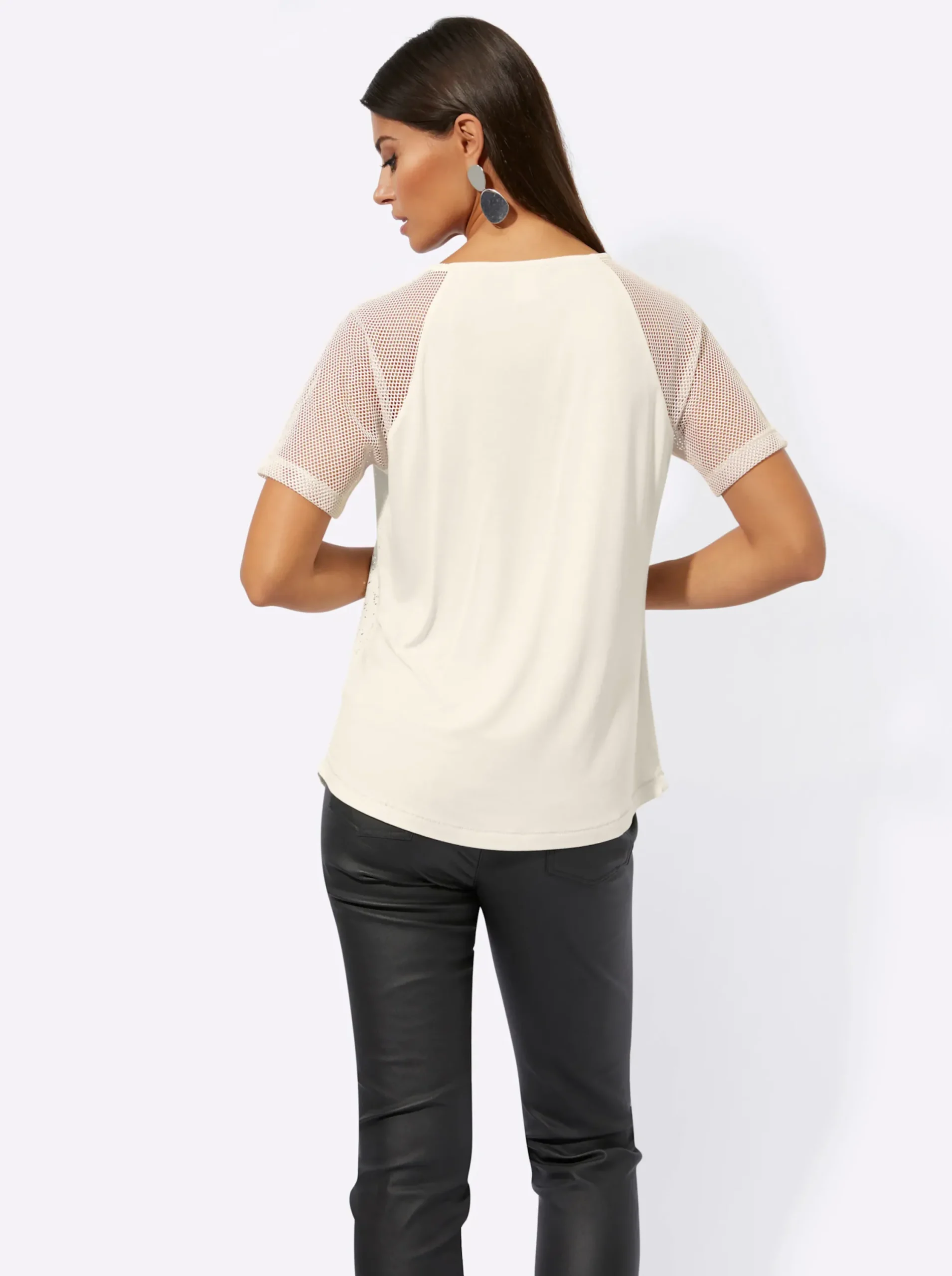 Shirts| Kurzarmshirt mit glänzendem Folienprint champagner-silberfarben-bedruckt