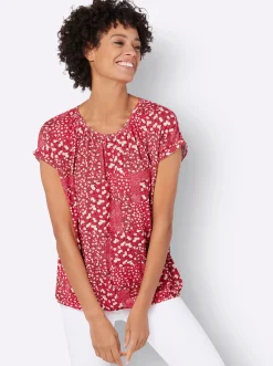 Shirts| Kurzarmshirt mit Gummibündchen erdbeere-champagner-bedruckt
