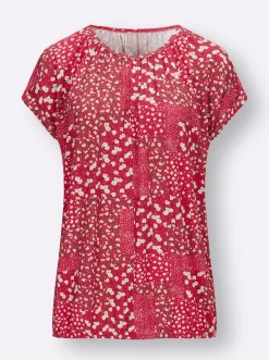 Shirts| Kurzarmshirt mit Gummibündchen erdbeere-champagner-bedruckt