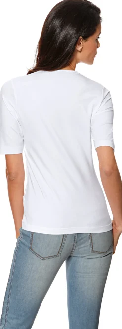 Basics|heine Kurzarmshirt mit Halbarm weiß
