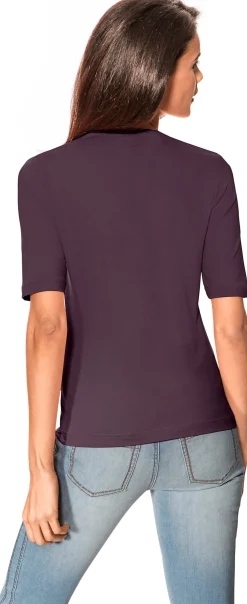 Basics|Shirts|heine Kurzarmshirt mit Halbarm pflaume