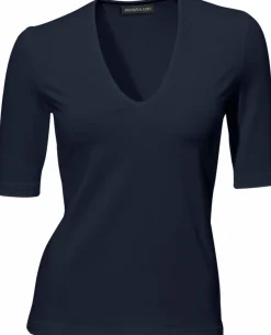 Shirts|heine Kurzarmshirt mit Halbarm marine
